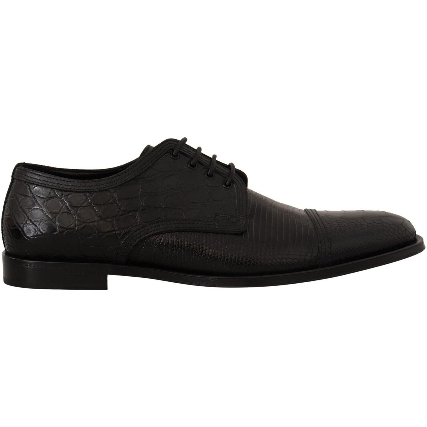 Dolce & Gabbana Black Exotic Leather Lace Up Formal Derby Shoes MV4494 - 44