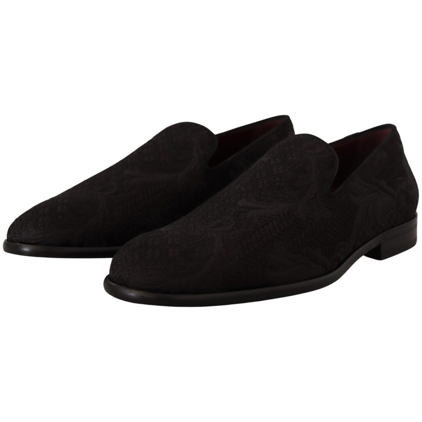 Dolce & Gabbana Black Floral Brocade Slippers Loafers Shoes MV4477 - 39