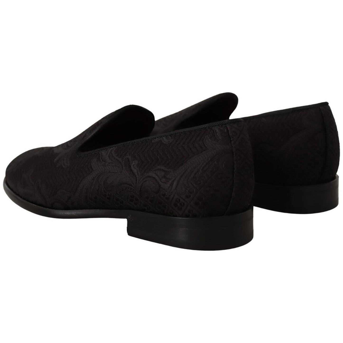 Dolce & Gabbana Black Floral Brocade Slippers Loafers Shoes MV4477 - 39