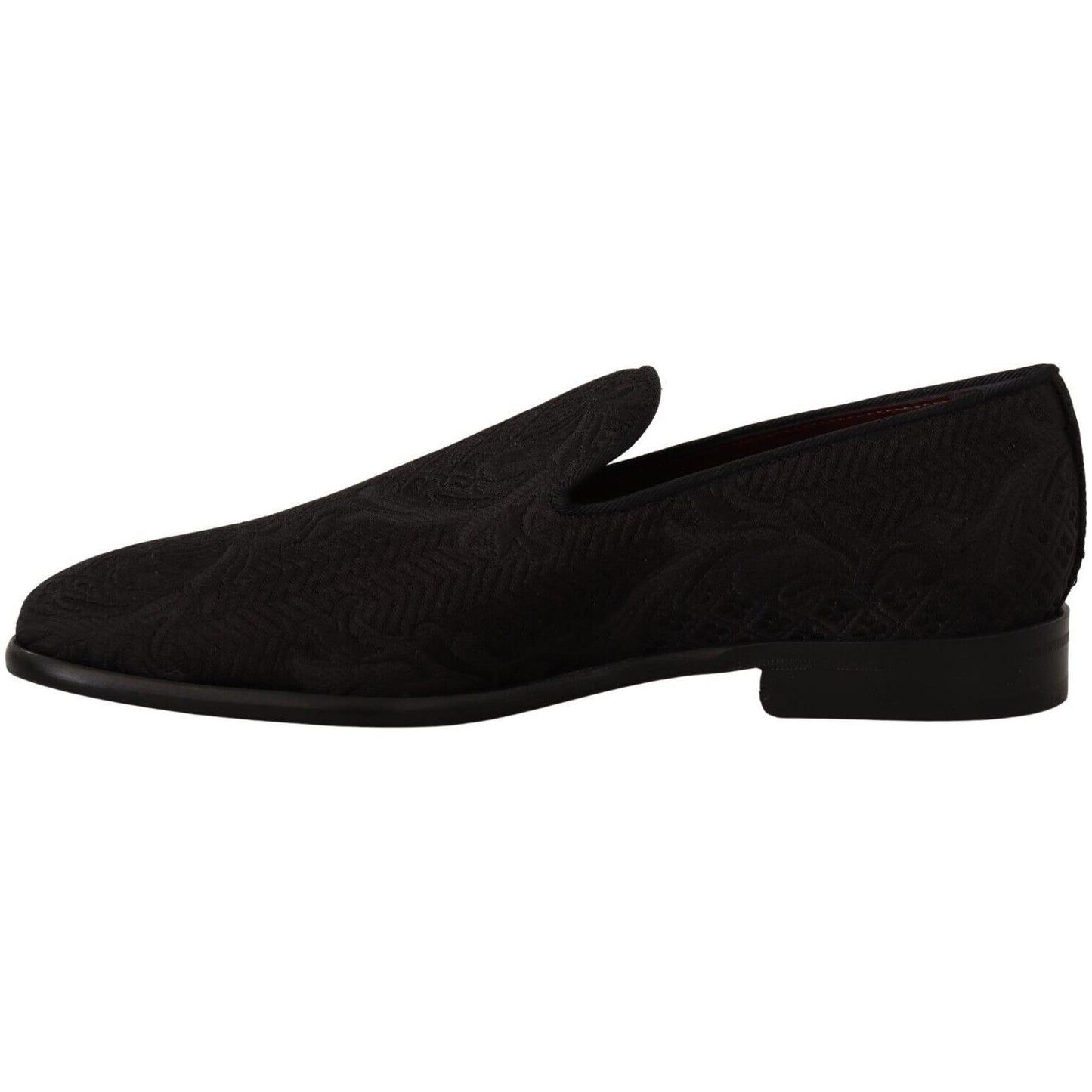 Dolce & Gabbana Black Floral Brocade Slippers Loafers Shoes MV4477 - 39