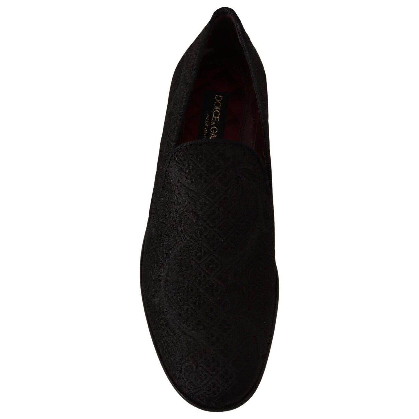 Dolce & Gabbana Black Floral Brocade Slippers Loafers Shoes MV4477 - 39