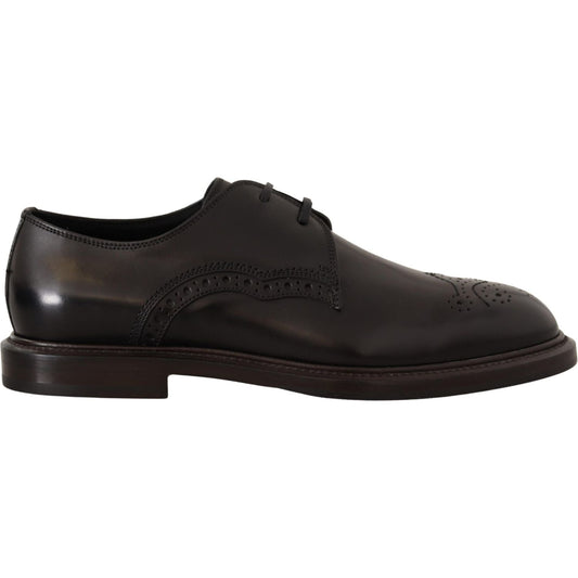 Dolce & Gabbana Black Leather Dress Formal Derby Shoes MV2000- 39