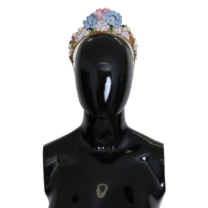 Dolce & Gabbana Gold Crystal Purple Hortensia Headband Crown Diadem