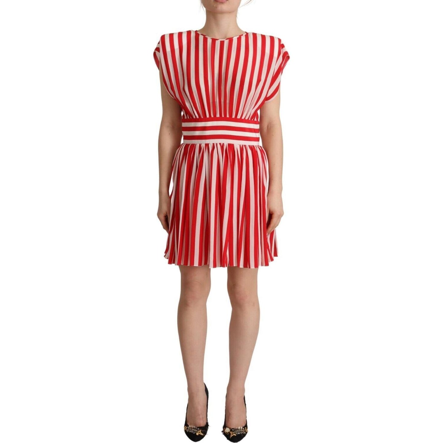 Dolce & Gabbana Red White Stripes Silk Mini A-line Dress