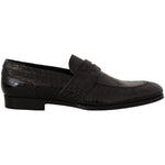 Dolce & Gabbana Black Crocodile Leather Slip On Moccasin Shoes MV4548 - 44