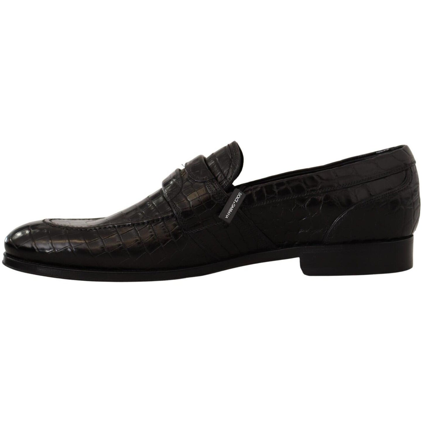 Dolce & Gabbana Black Crocodile Leather Slip On Moccasin Shoes MV4548 - 44