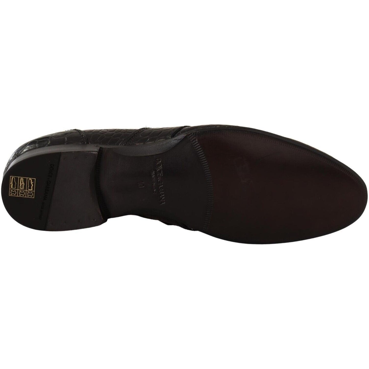 Dolce & Gabbana Black Crocodile Leather Slip On Moccasin Shoes MV4548 - 44
