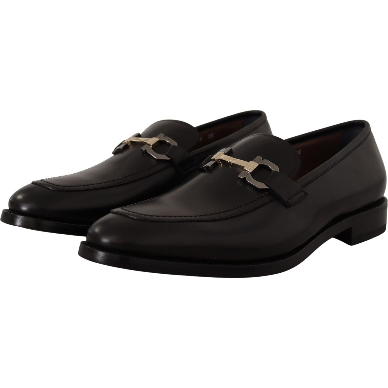Salvatore Ferragamo Black Calf Leather Moccasin Formal Shoes