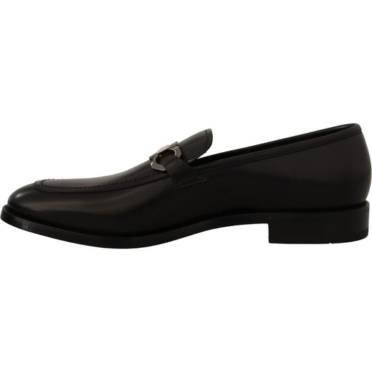 Salvatore Ferragamo Suave Black Leather Gancio Bit Loafers 8057553788581