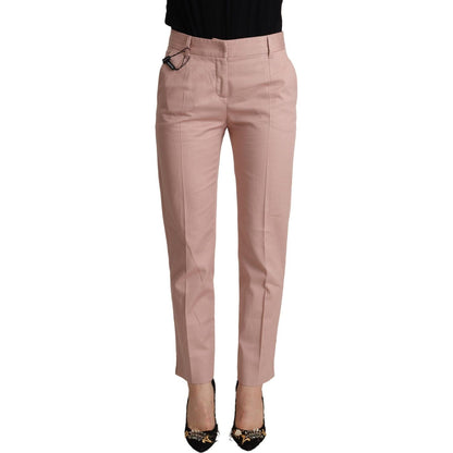 Dolce & Gabbana Pink Cotton Mid Waist Trouser Tapered Pants