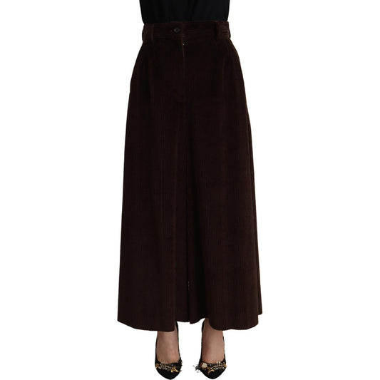 Dolce & Gabbana Bordeaux Corduroy Cotton Trouser Wide Leg Pants PAN72817- 40