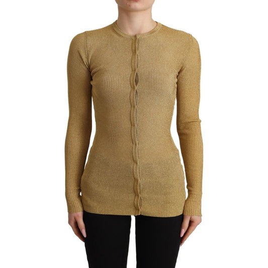 Dolce & Gabbana Gold Viscose Blend Buttons Cardigan Sweater