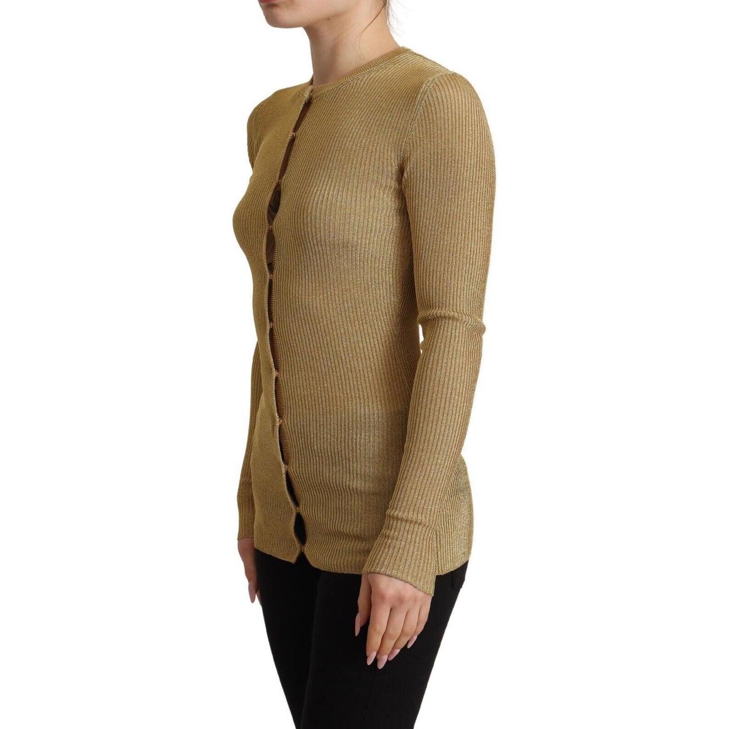 Dolce & Gabbana Gold Viscose Blend Buttons Cardigan Sweater
