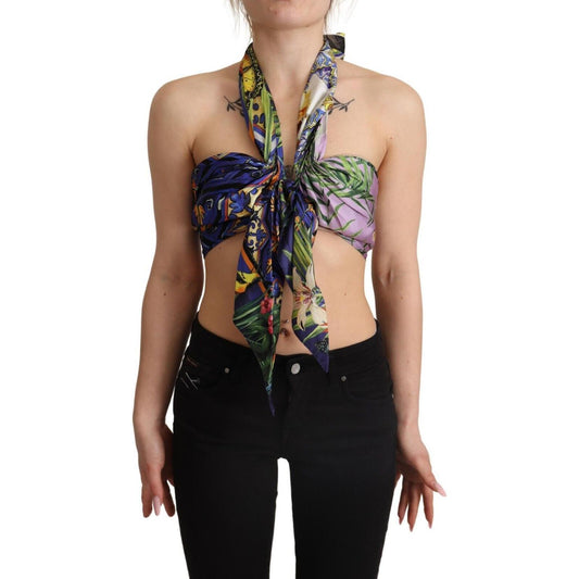 Dolce & Gabbana Multicolor Foulard Silk Halter Cropped Top