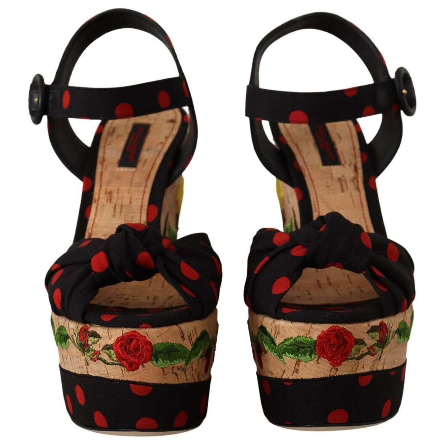 Dolce & Gabbana Multicolor Platform Wedges Sandals Charmeuse Shoes LA8612 - 37