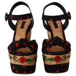 Dolce & Gabbana Multicolor Platform Wedges Sandals Charmeuse Shoes LA8612 - 37