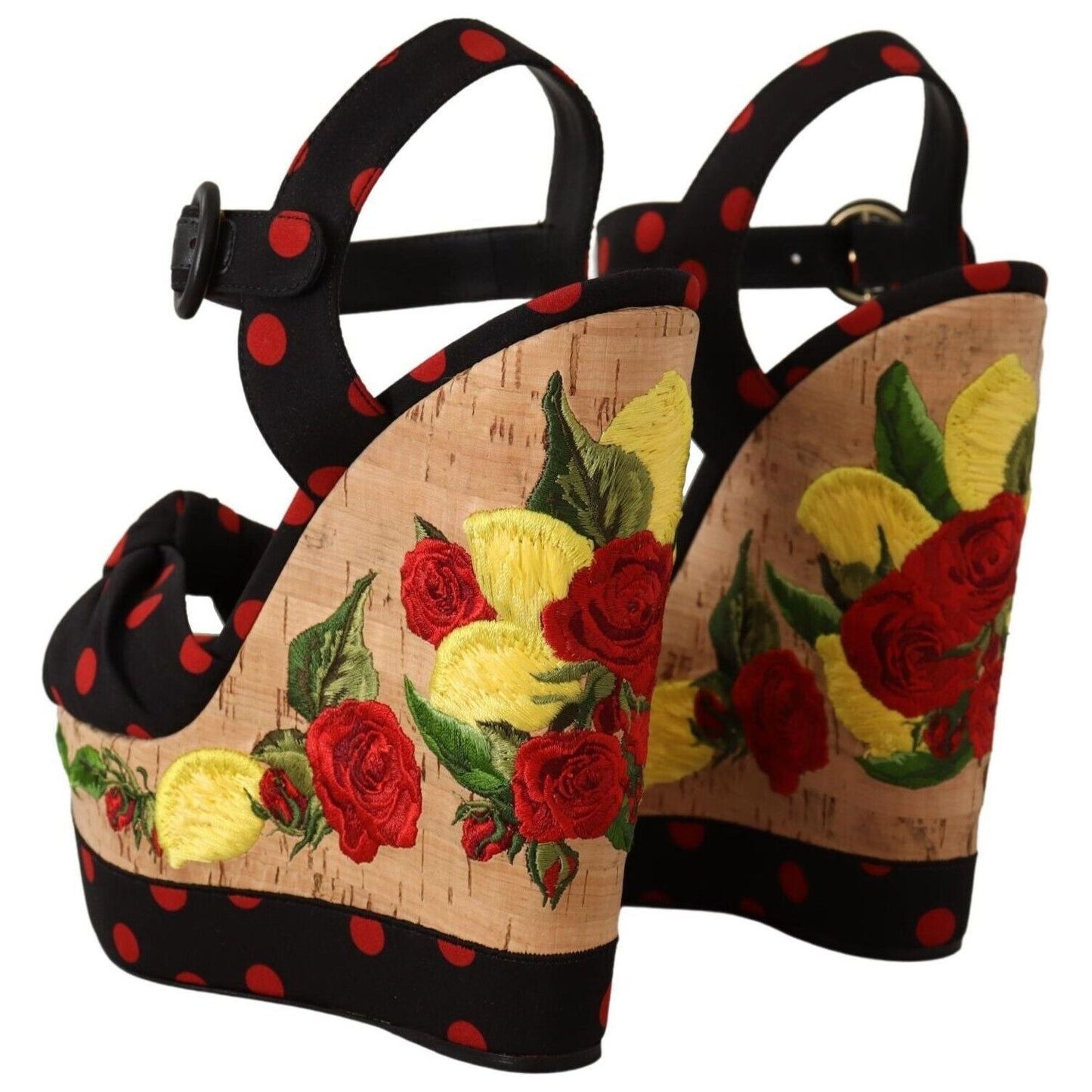 Dolce & Gabbana Multicolor Platform Wedges Sandals Charmeuse Shoes LA8612 - 37