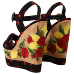 Dolce & Gabbana Multicolor Platform Wedges Sandals Charmeuse Shoes LA8612 - 37