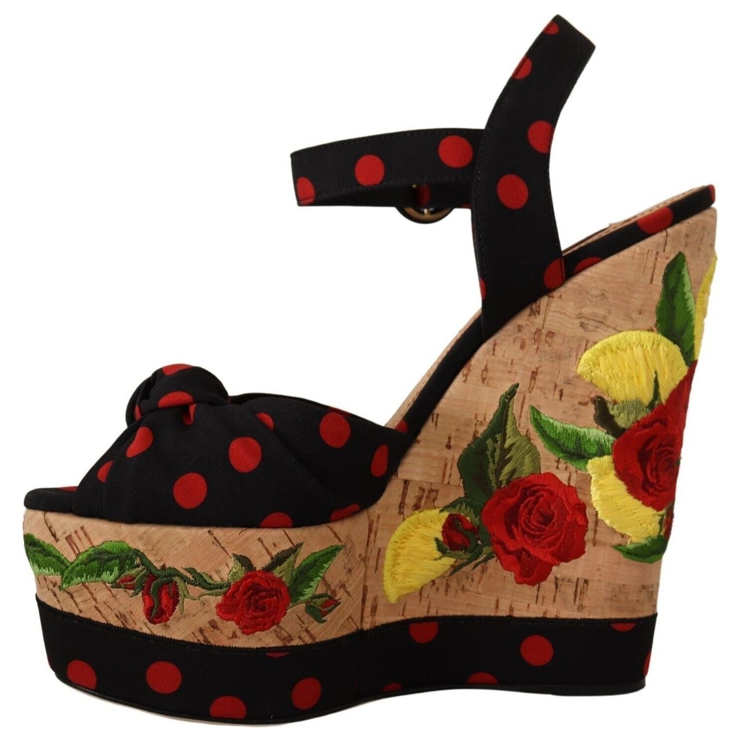 Dolce & Gabbana Multicolor Platform Wedges Sandals Charmeuse Shoes LA8612 - 37