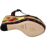 Dolce & Gabbana Multicolor Platform Wedges Sandals Charmeuse Shoes LA8612 - 37