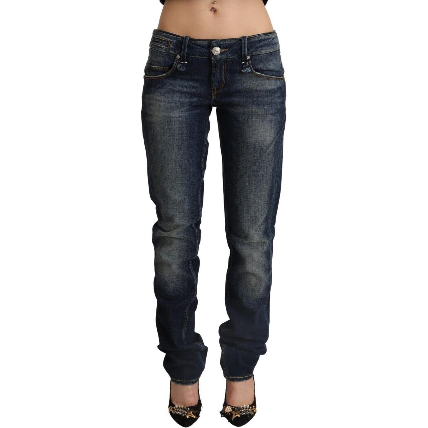 Acht Dark Blue Washed Cotton Skinny Denim Low Waist Jeans PAN71816 - 26
