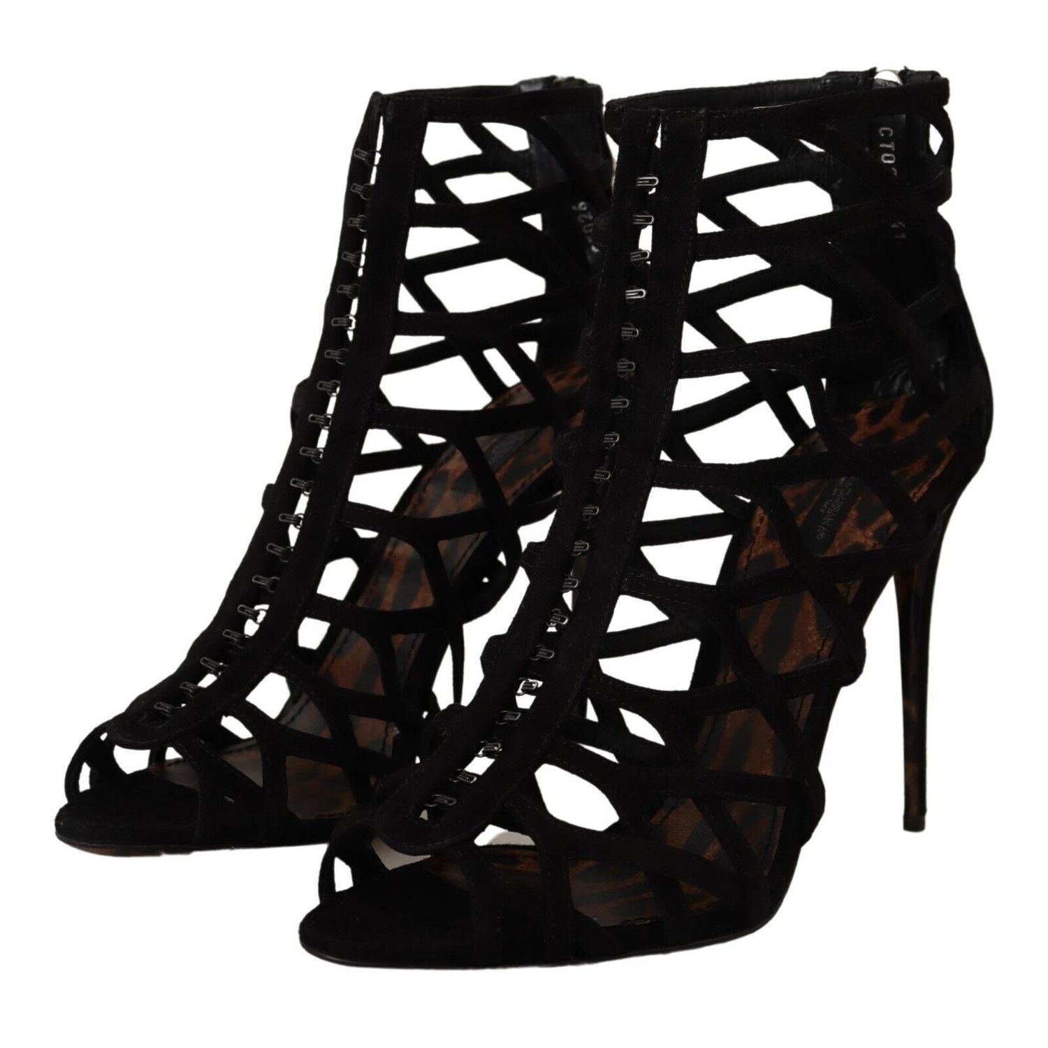 Dolce & Gabbana Black Suede Stiletto Heels Bette Sandals Shoes