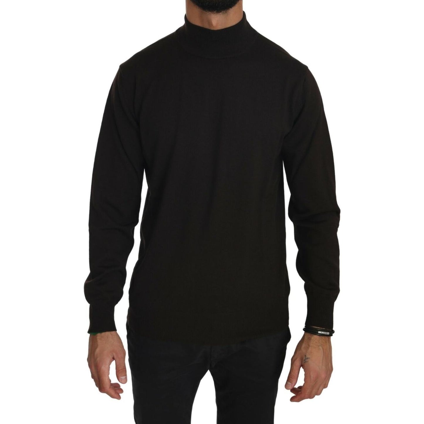 MILA SCHÖN Brown Turtle Neck Pullover Wool Sweater