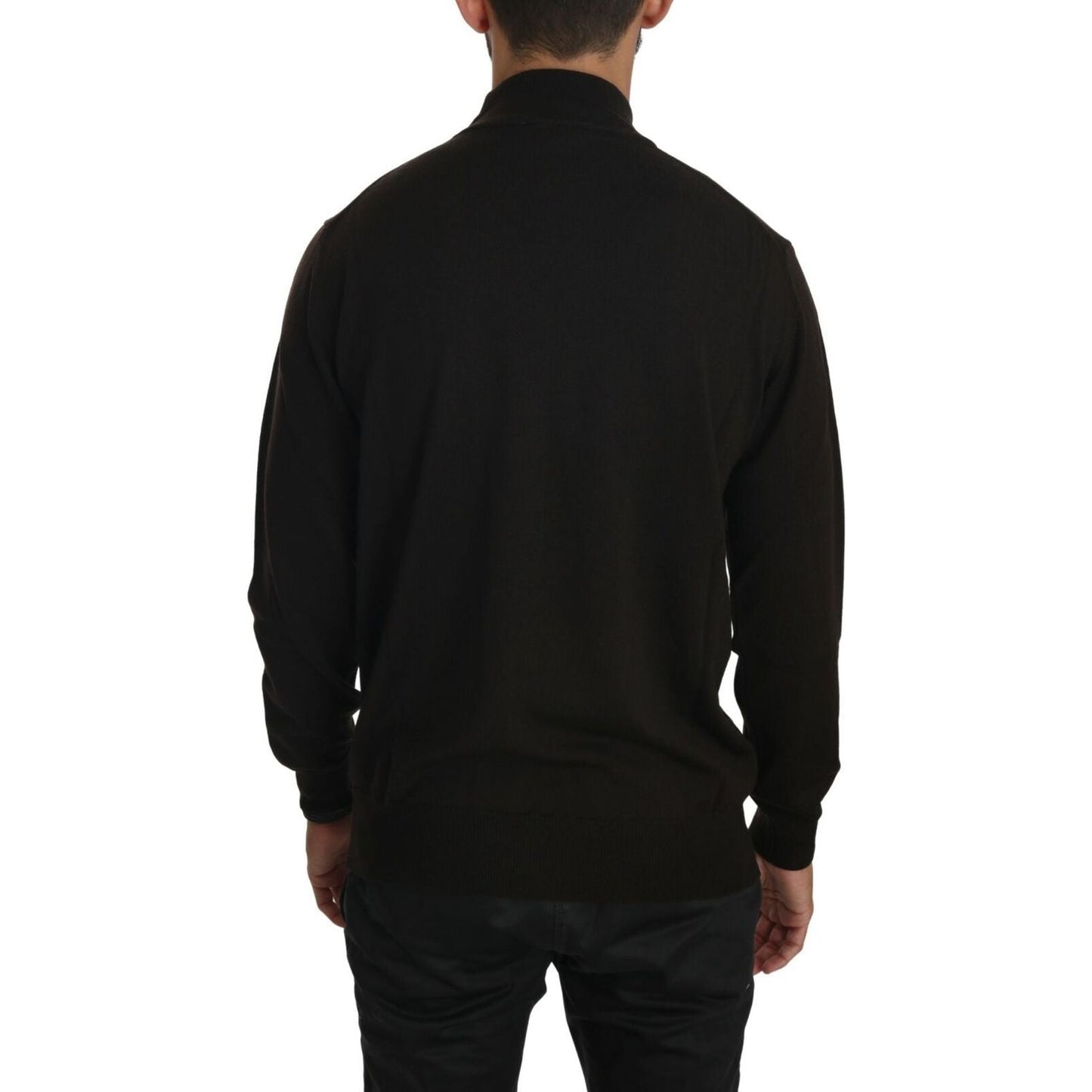 MILA SCHÖN Brown Turtle Neck Pullover Wool Sweater