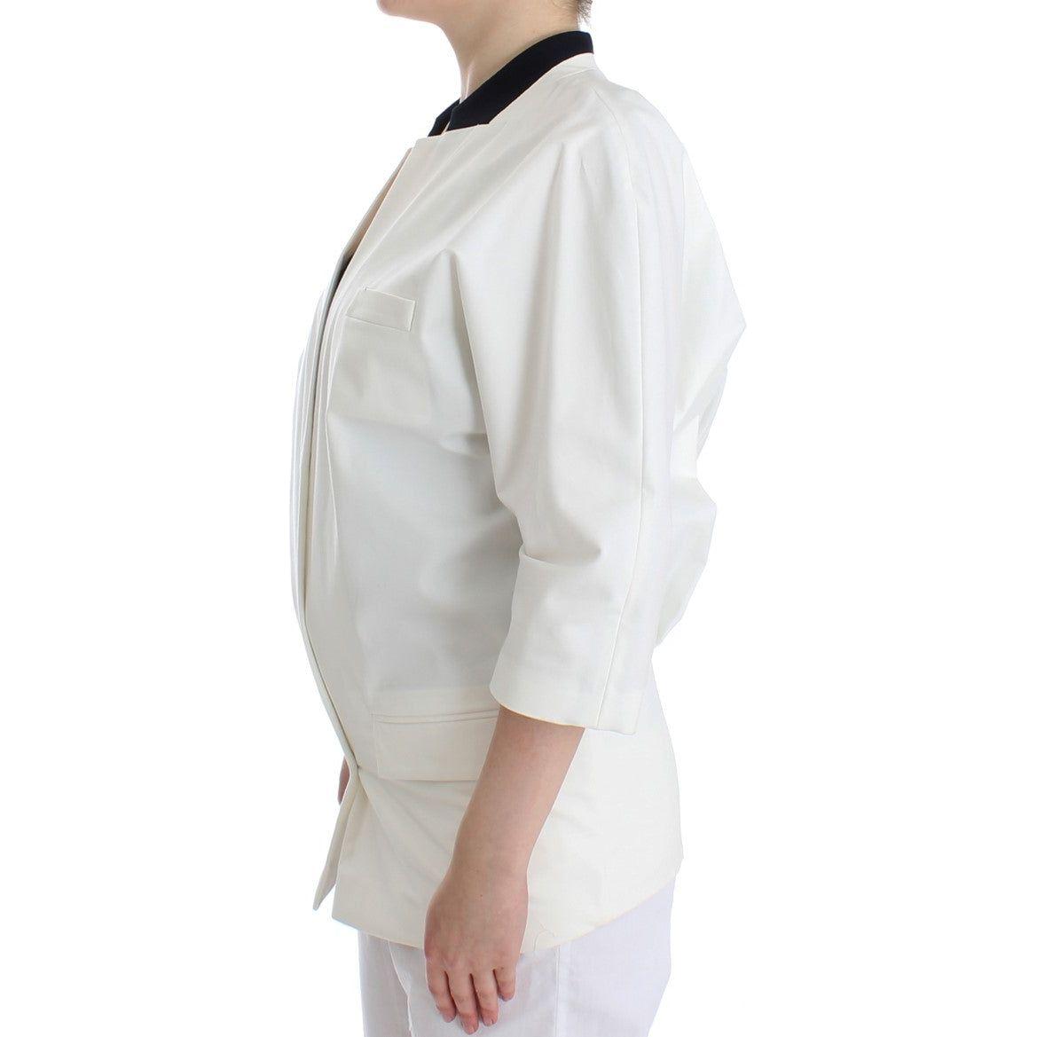 Andrea Pompilio White Cotton Blend Oversized Blazer Jacket