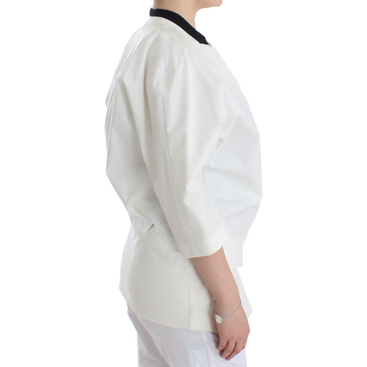 Andrea Pompilio White Cotton Blend Oversized Blazer Jacket