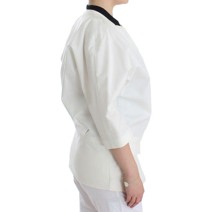 Andrea Pompilio White Cotton Blend Oversized Blazer Jacket Blazer Jacket