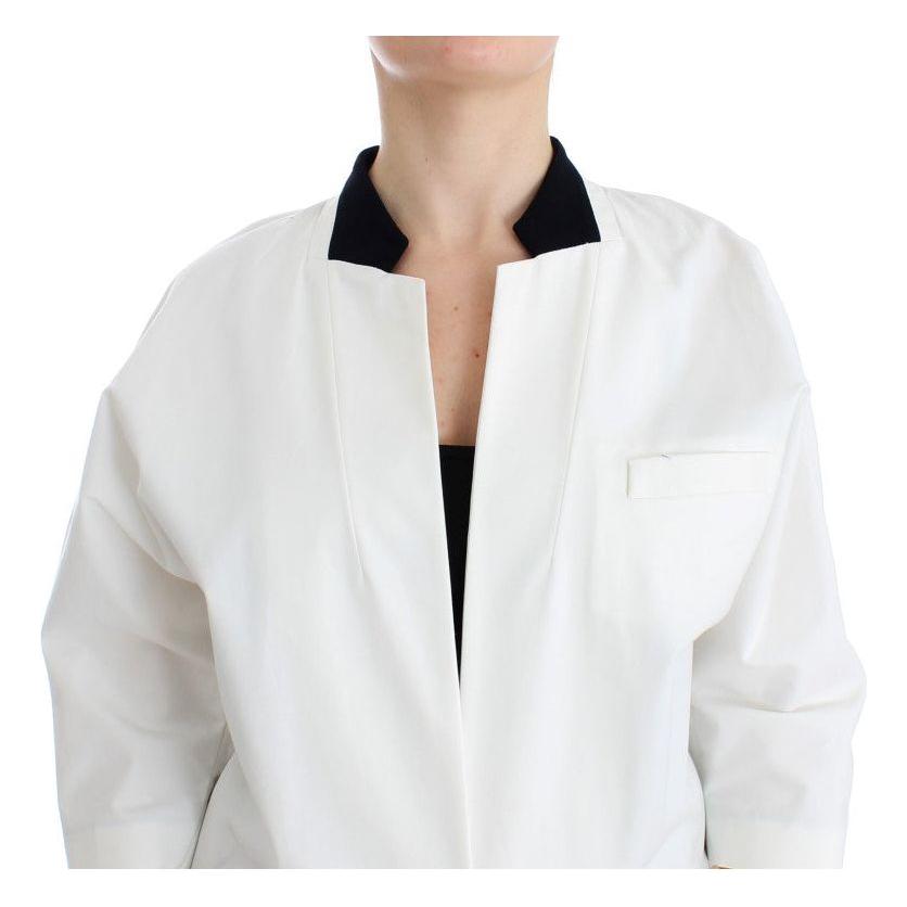 Andrea Pompilio White Cotton Blend Oversized Blazer Jacket