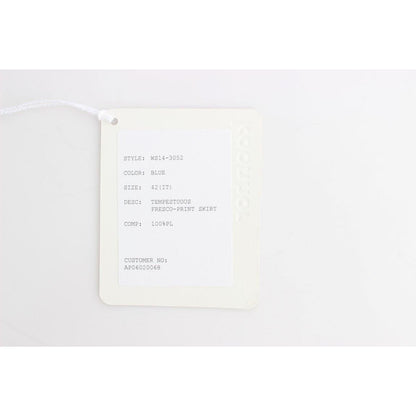 Koonhor Blue Peplum Fresco-Print Straight Pencil Skirt