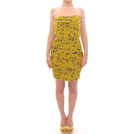 Sachin & Babi Blue Yellow Strapless Bubble Mini Shift Dress GSD12606-3
