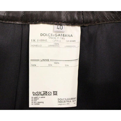 Dolce & Gabbana Brown Patchwork Leather Straight Skirt