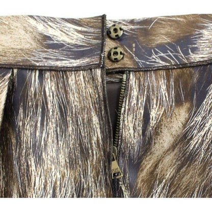 Dolce & Gabbana Brown Floral Silk Straight Full Skirt