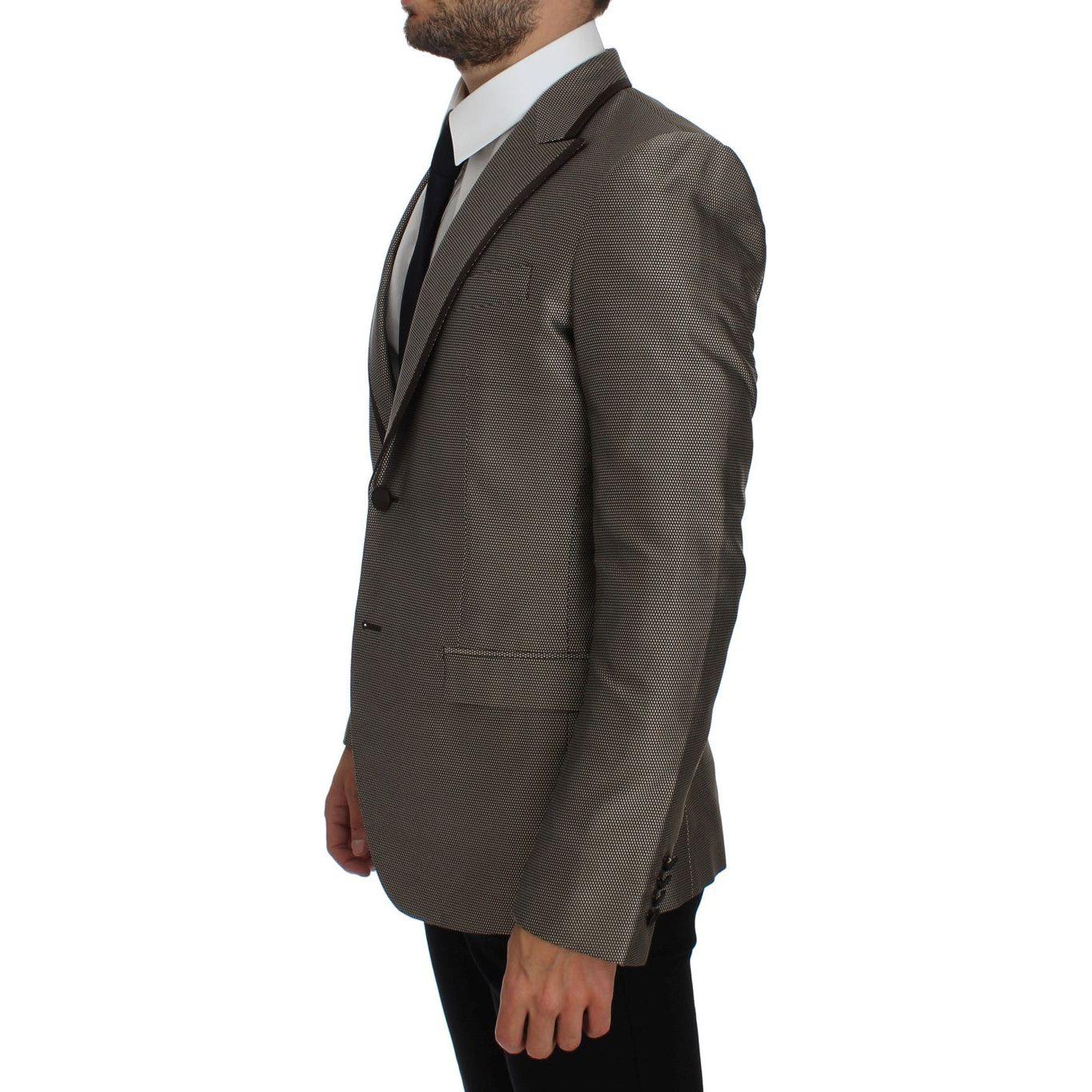 Dolce & Gabbana Brown Slim Fit Silk Two Button Blazer