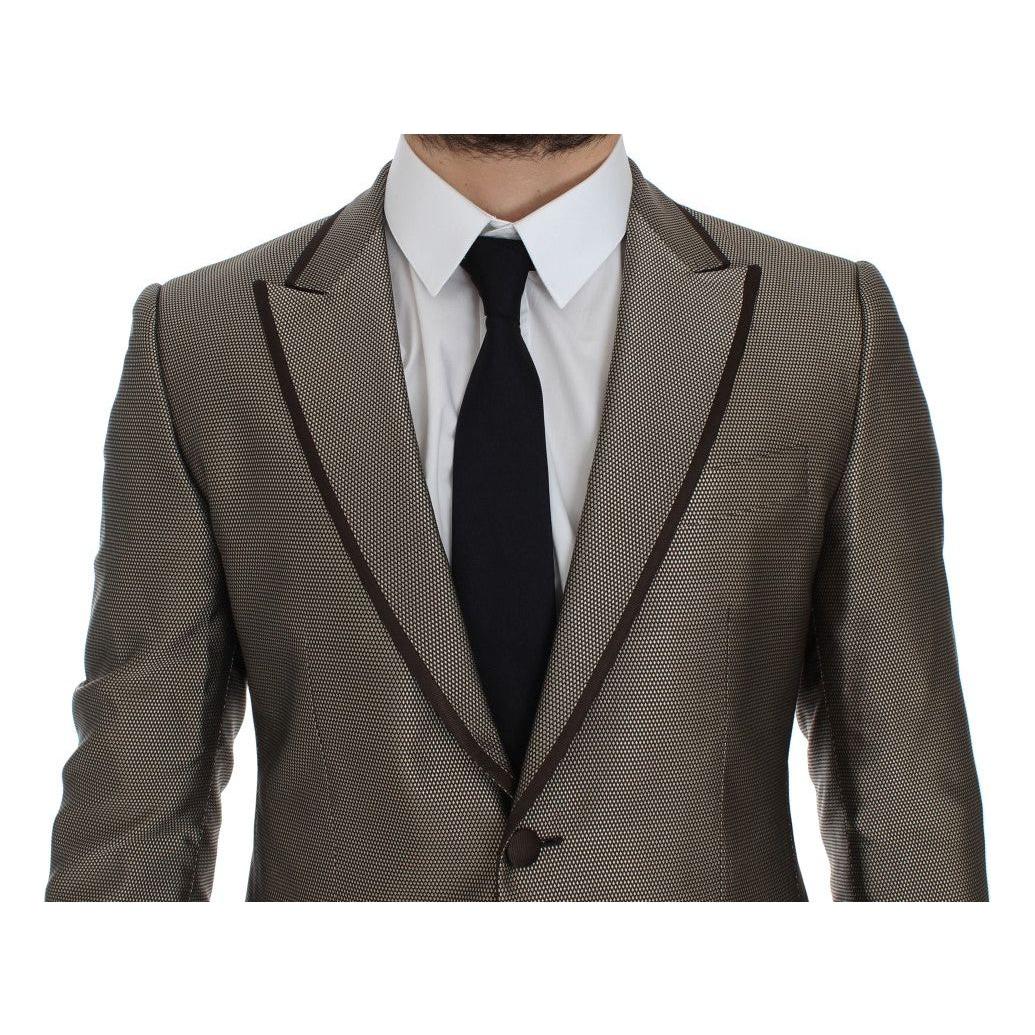 Dolce & Gabbana Brown Slim Fit Silk Two Button Blazer GTT10087-1