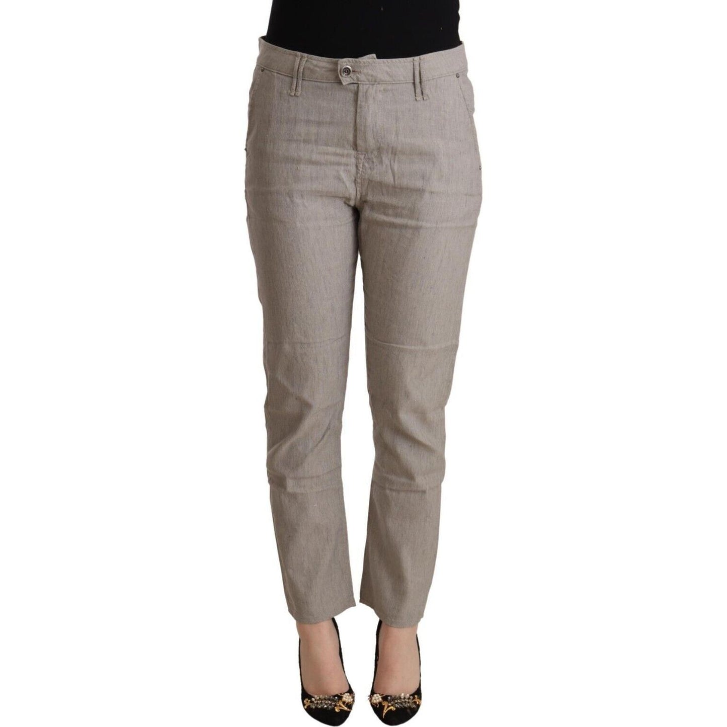 CYCLE Light Gray Linen Blend Mid Waist Tapered Pants PAN71171 - 30