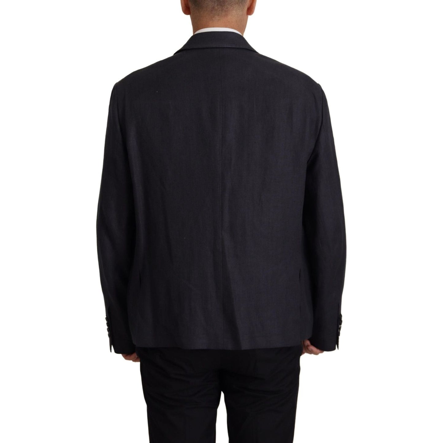 Dolce & Gabbana Blue Linen Formal Mens Blazer Jacket