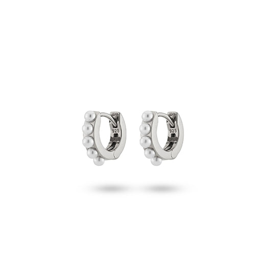 24KAE JEWELS JEWELRY Mod. 42419S silver hoop earrings with pearls
