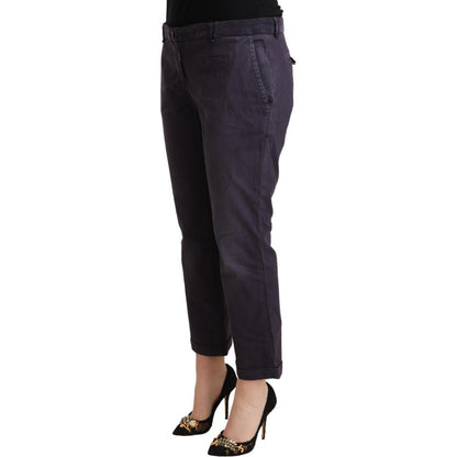 Jucca Black Low Waist Folded Hem Flared Cropped Pants