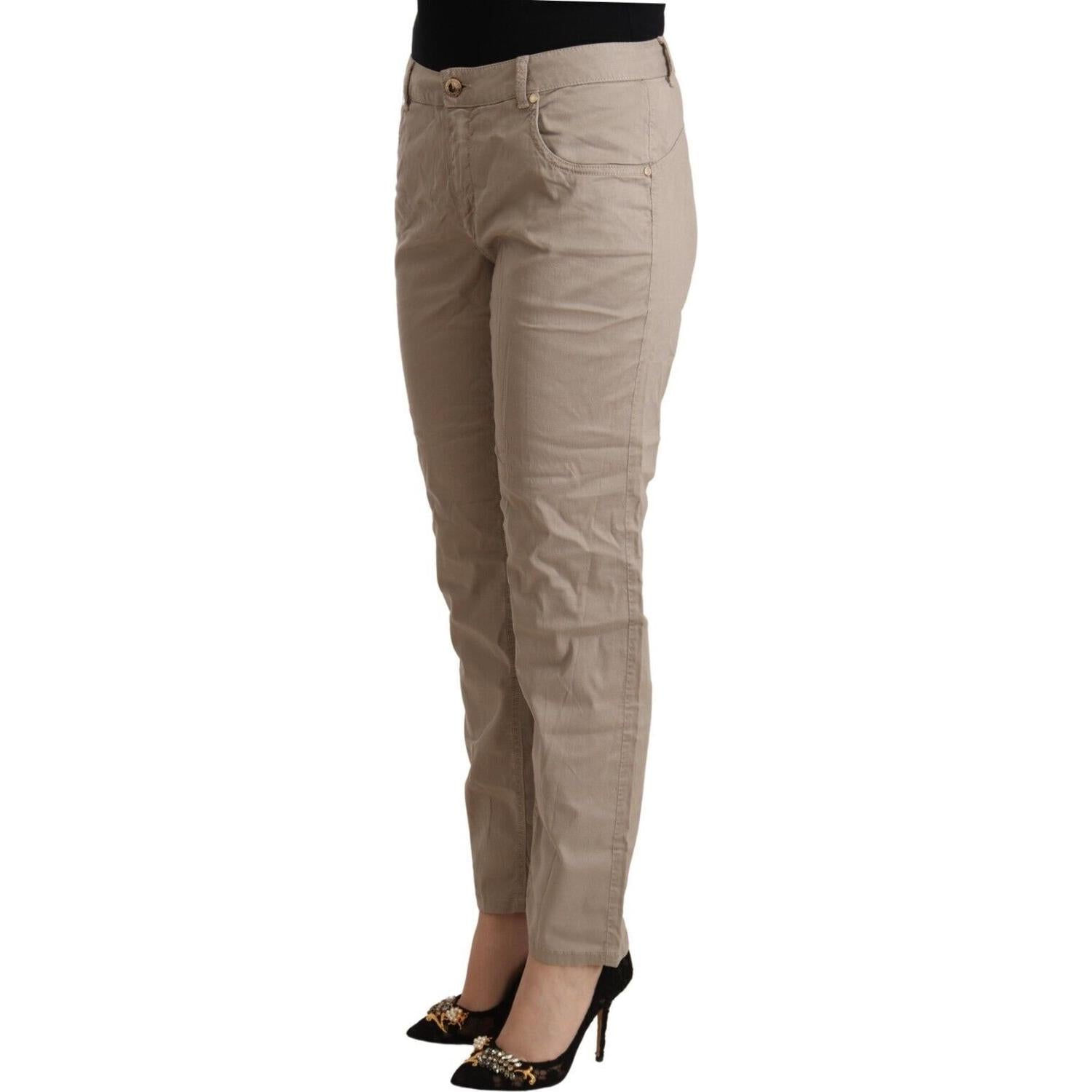 Acht Beige Tencel Mid Waist Tapered Casual Pants