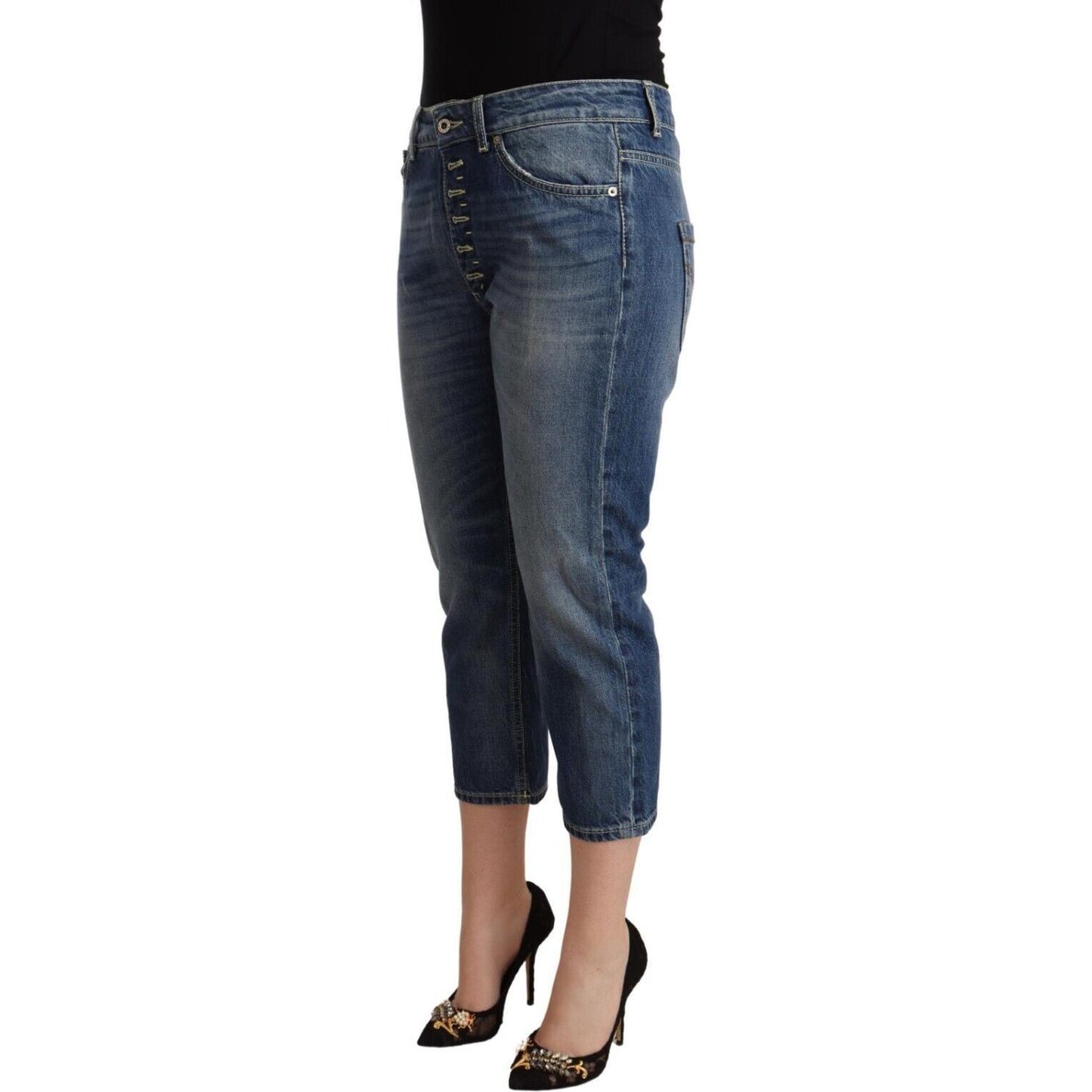 Dondup Blue Washed Mid Waist Capri Denim Jeans PAN71801 - 40