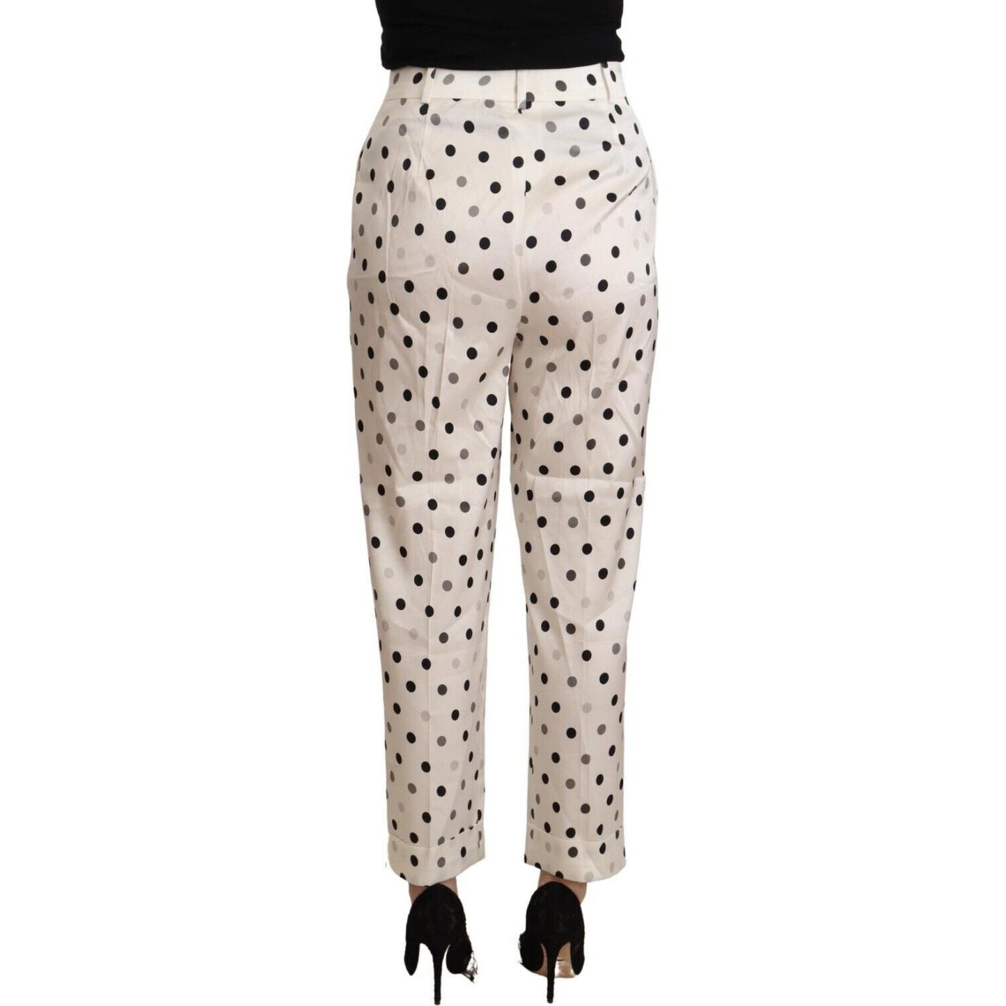Ermanno Scervino White Polka Dotted High Waist Tapered Pants