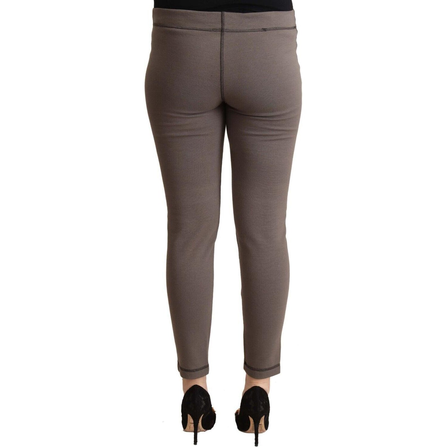 John Galliano Gray Cotton Mid Waist Stretch Leggings Cropped Pants