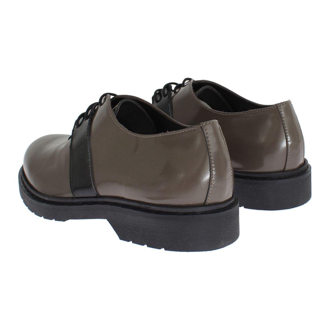 AI_ Gray Brown Leather Laceups Shoes
