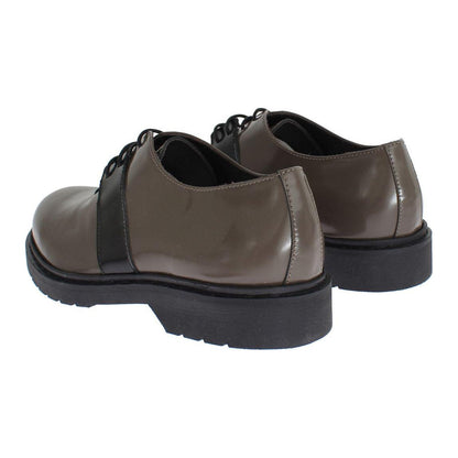 AI_ Gray Brown Leather Laceups Shoes