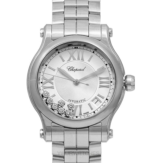 CHOPARD MOD. HAPPY SPORT AUTOMATIC W/Diamonds 36mm stainless steel ladies wristwatch with diamond embellishments, water resistant, sapphire dial