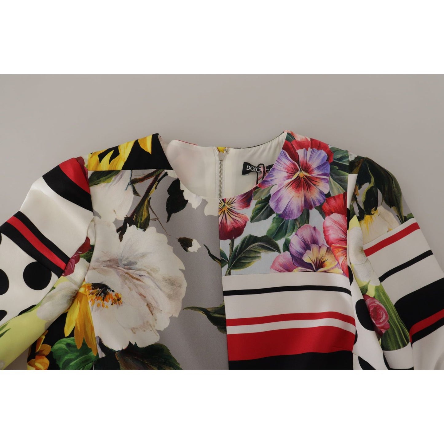 Dolce & Gabbana Multicolor Charmeuse Floral Sheath Jaquard Pachwork Dress